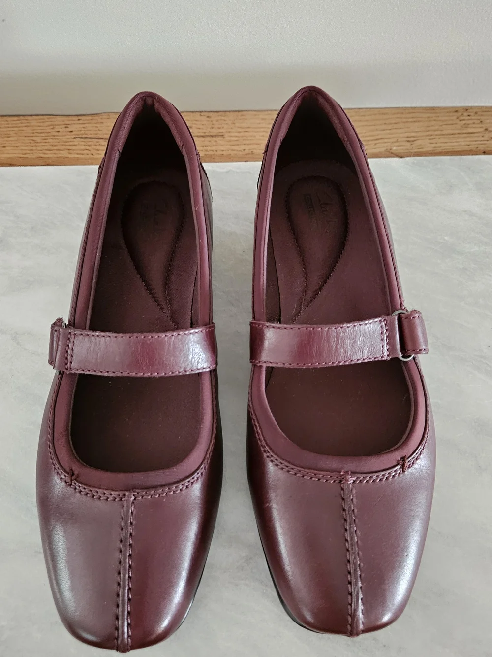 Clarks Women's Mary Jane Flats in Burgundy - Picture 2 of 12